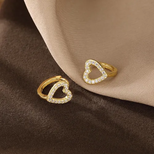 Vista 5 de SLUYNZ Aretes de plata de ley con forma de corazón pequeño para mujeres, adolescentes, aretes de aro con corazón hueco con circonita cúbica