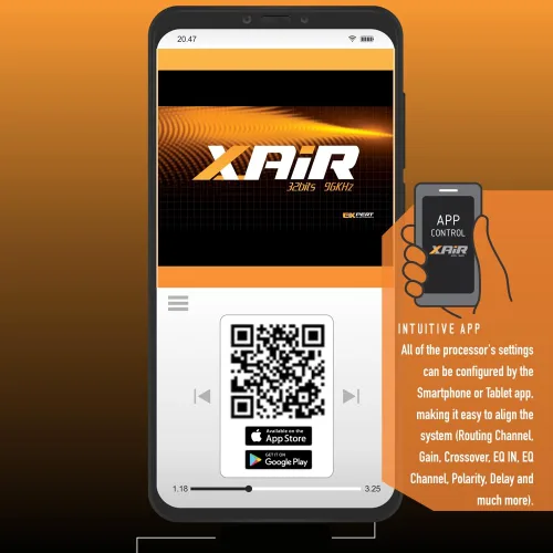 Vista 7 de Banda Audioparts X6-AIR Amplificador de coche de 6 canales, 32 bits/96khz, 2 entradas, 46 ecualizadores en/CH, limitador de pico, Bluetooth, control