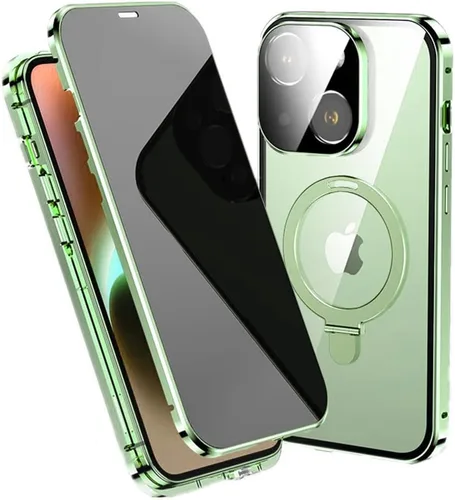 Vista 8 de Funda antiespía para iPhone 14 Plus, soporte de anillo magnético compatible con Magsafe carga inalámbrica, pantalla de privacidad, protector