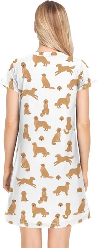 Vista 4 de Ollabaky Lovely Dog - Camisón estampado de manga corta para mujer, camisón cómodo para dormir