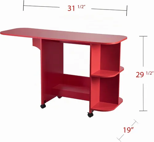 Vista 3 de SEI FURNITURE Southern Enterprises - Mesa extensible para manualidades, color rojo