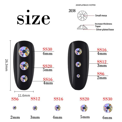 Vista 3 de 3000 unidades de diamantes de imitación termoadhesivos SS6 de 2mm con parte posterior plana, gemas de cristal de vidrio transparente redondas