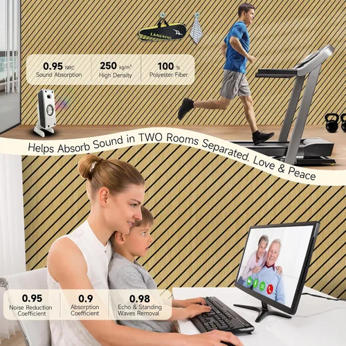 Vista 5 de Paneles acústicos artísticos para pared, paquete de 5 paneles absorbentes de sonido, paneles de pared insonorizados de 47.2 x 23.6 pulgadas, paneles