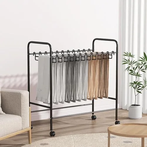 Vista 7 de Slide Out Pants Rack Closet Hanger Bar Pull Trousers Tie Belts Scarf Racks Top Mounted Wardrobe Clothes for Closet Retractable,Space-Saving Rolling