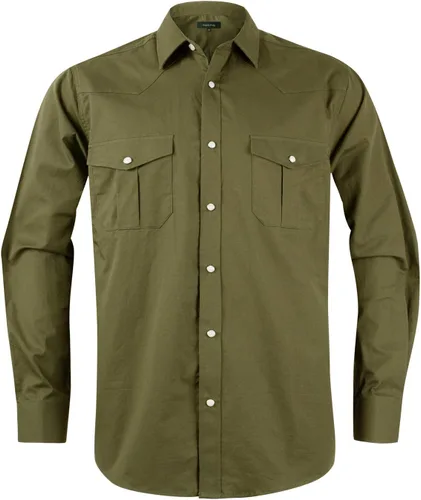 Vista 5 de Men's Western Cowboy Shirts-Long Sleeve Snap Button Plaid Shirt, Regular Fit Cotton Casual Shirt