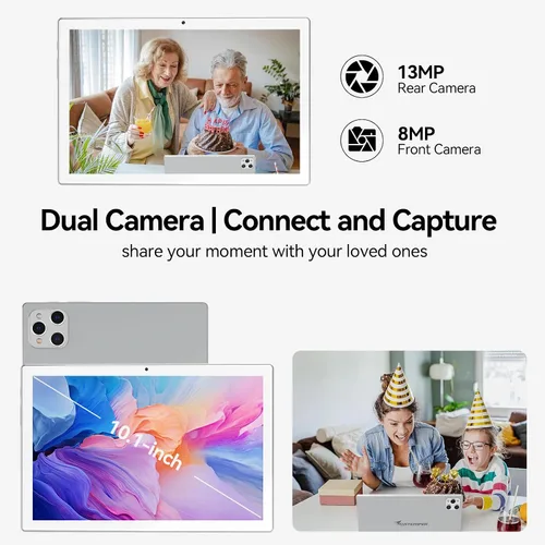 Vista 6 de ANTEMPER Tableta, tableta Android de 10 pulgadas con 128 GB de ROM, 16 GB de RAM (hasta 2 TB), procesador Octa-Core, tableta WiFi 5G, con funda