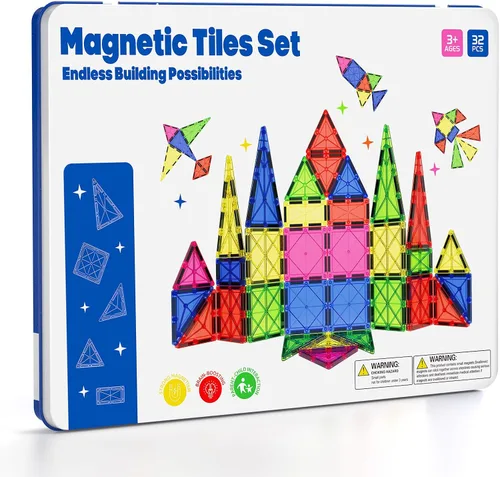 Vista 11 de Magnetic Downhill Racer Track: 40pc Blocks Set w Car, STEM Toy 3-8