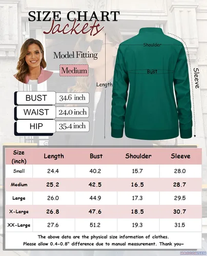 Vista 7 de MAGCOMSEN Chaquetas bomber para mujer, chaqueta casual con cremallera y 3 bolsillos, abrigo de primavera