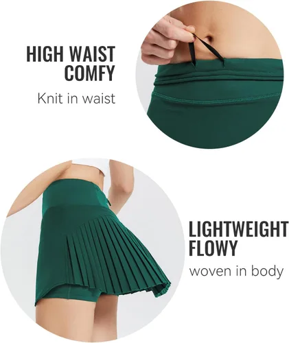 Vista 4 de baleaf - Falda de tenis plisada para mujer, falda pantalón de golf para mujer, cintura alta, pantalones cortos deportivos ligeros con bolsillos