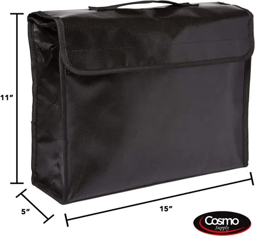 Vista 2 de Cosmo - Bolsas de documentos ignífugas, bolsa grande ignífuga para dinero en efectivo con correa para el hombro, bolsa de dinero impermeable e