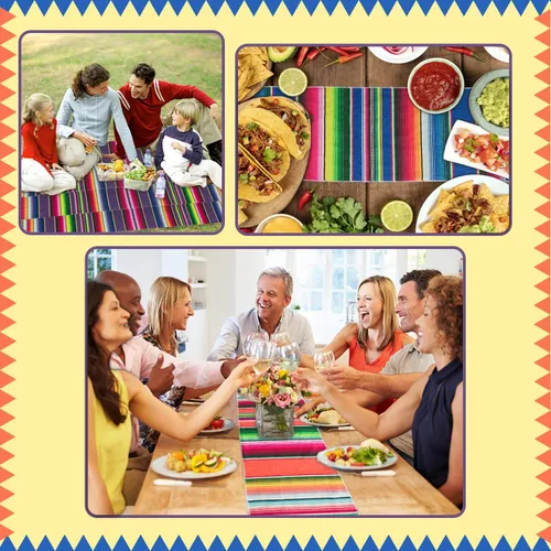 Vista 7 de 15 piezas de camino de mesa mexicano fiesta temática mexicana decoración para fiesta del Cinco de Mayo, fiesta Serape Zarape, camino de mesa de 14 x