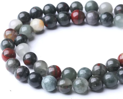 Vista 2 de 6 mm Cuentas redondas sueltas de piedra de sangre africana Cuentas naturales de gemas Cuentas de piedra de energía de cristal para hacer joyas