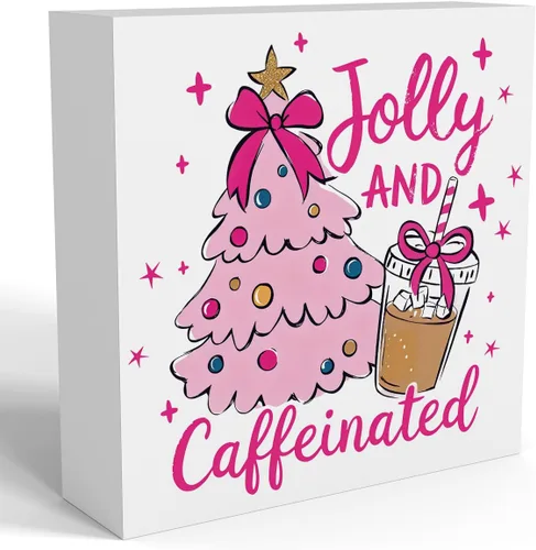 Vista 9 de Decoración navideña de cafetería, decoraciones navideñas divertidas retro, lazo rosa, letrero de calorías de pan de jengibre, regalo para mujeres