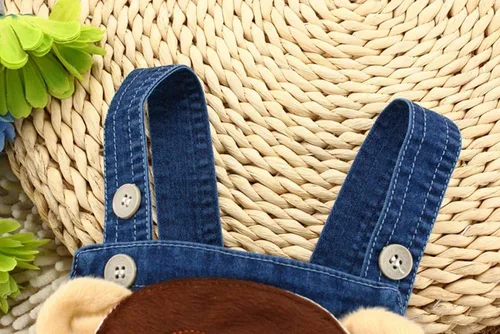 Vista 3 de KIDSCOOL SPACE Bebé Lindo Verano Jean Overalls,Niño Denim Cartoon 3D Animal Shortalls