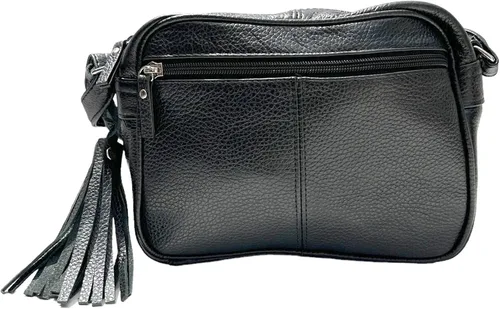 Vista 6 de Bolso de hombro de piel de vaca para mujer, pequeño organizador de cuerpo cruzado con muchos bolsillos