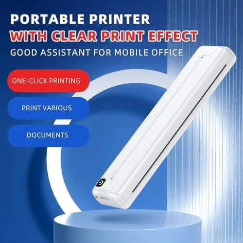 Vista 4 de Dpofirs Impresora monocromática portátil Bluetooth A4, sin tinta, para viajes, compatible con Android iOS