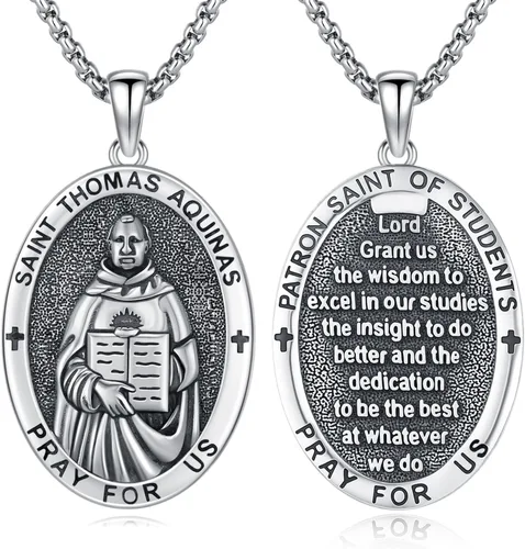 Vista 46 de Collar de amuleto de medalla de San Patrono de plata/oro de 14 39A-St Peregrino-Plata