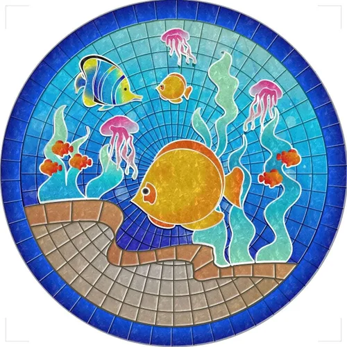 Vista 8 de Arte decorativo para piscina, tapete de piscina, más de 50 diseños, fácil de instalar y quitar
