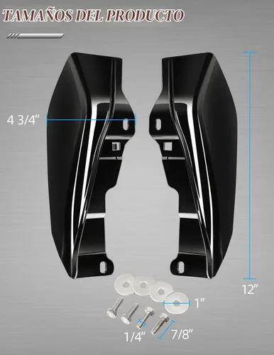 Vista 2 de Amazicha Juego de deflectores de calor de aire de marco medio negro vívido, ajuste izquierdo y derecho, compatible con modelos Harley Touring