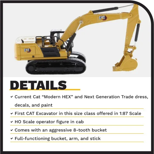 Vista 4 de Diecast Masters Excavadora hidráulica de próxima generación Caterpillar 336 a escala 1:87 Camión coleccionable para gatos y equipos