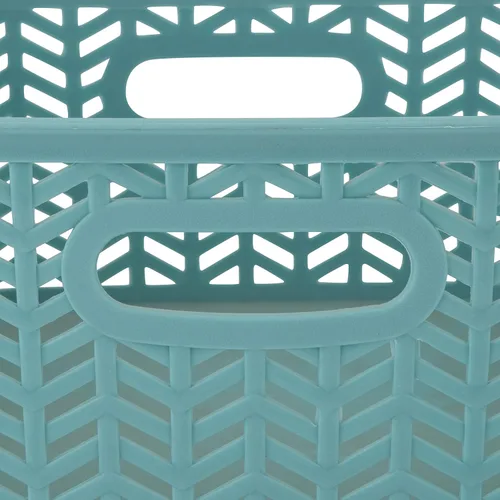 Vista 8 de Simplify Paquete de 3 cestas de almacenamiento pequeñas en espiga, dimensiones: 10 x 8 x 4 pulgadas, diseño de espiga, peso ligero, ideal para baño