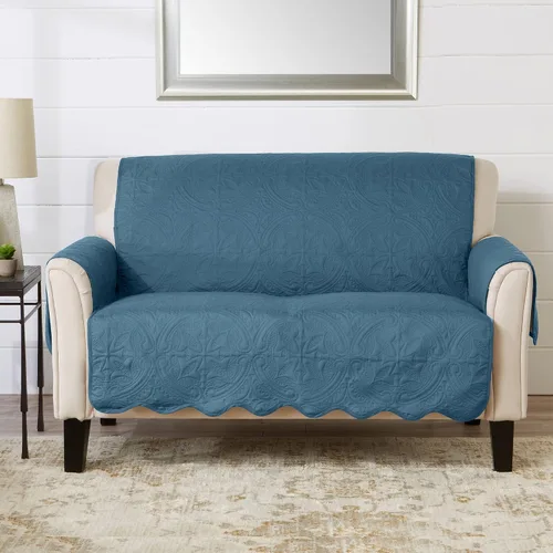 Vista 39 de Great Bay Home Funda reversible de retazos reclinable, lavable, protector de muebles con correas elásticas, perfecta para niños y mascotas, detalle