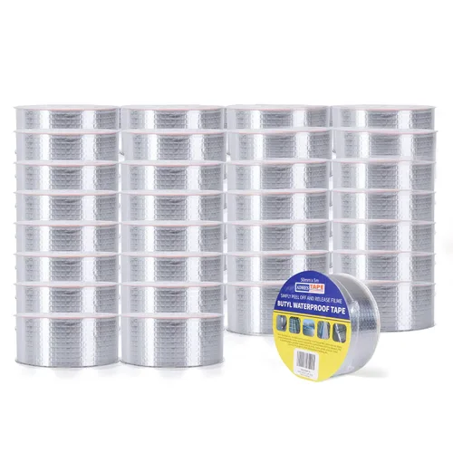 Vista 18 de ADHES - Cinta de butilo impermeable, cinta de papel de aluminio de 2 pulgadas x 16 pies, cinta selladora de butilo para reparación de caravanas Gris