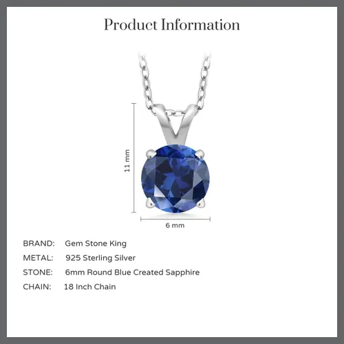 Vista 51 de Gem Stone King Collar con colgante solitario de plata de ley 925 de 0.236 in con piedra natal redonda Collar de 4 puntas para mujer Con cadena