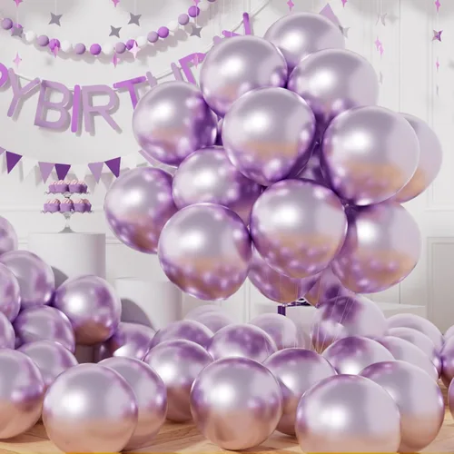 Vista 25 de AULE Globos metálicos negros de 12 pulgadas, 50 globos de látex negros, helio cromado, globo grueso brillante, decoración perfecta para fiesta