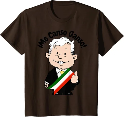 Vista 45 de AMLO Amlito Me Canso Ganso - Camiseta con diseño de dibujos animados mexicanos Gris Oscuro