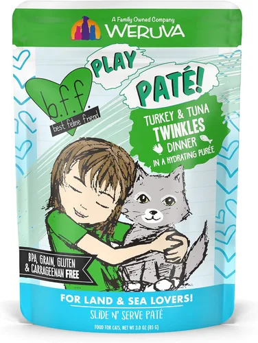Vista 24 de Weruva B.F.F. PLAY - Best Feline Friend Paté Lovers, Aw Yeah!, Beef & Atún Ta Da! con carne de res y atún, bolsa de 3 onzas (paquete de 12)