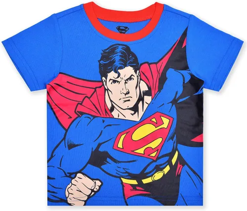 Vista 4 de Warner Bros. DC Comics Superman - Conjunto de sudadera con capucha y cremallera para niños pequeños y pequeños, color azulgris