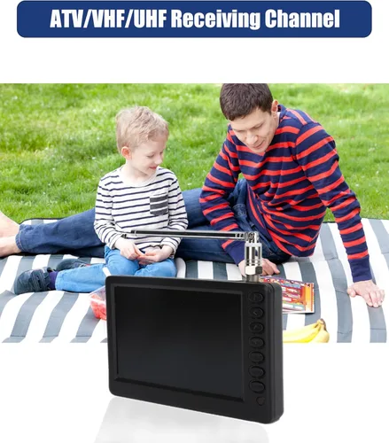 Vista 2 de Zyyini TV portátil de 5 pulgadas, 1080P con antena, batería recargable, USB y tarjeta TF Play, para viajes, camping, personas mayores, niños