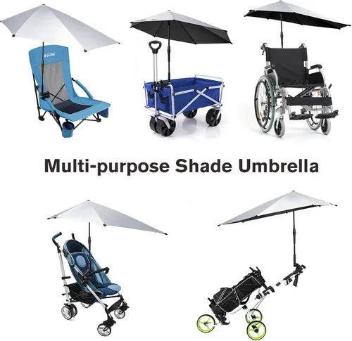 Vista 6 de G4Free Sombrilla ajustable UPF 50+ XL con abrazadera universal, protección UV, sombrilla para silla de playa, cochecito, silla de ruedas, carrito