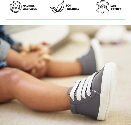 Vista 4 de JuJuBe - Zapatos de bebé de silicona para bebés, cuero vegano, Eco Steps Sneaks
