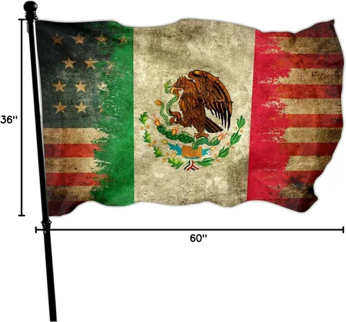 Vista 8 de NASIAN Bandera de México, banderas mexicano-americanas para exteriores, 3 x 5, doble cara, México, Estados Unidos, bandera de la amistad, bandera