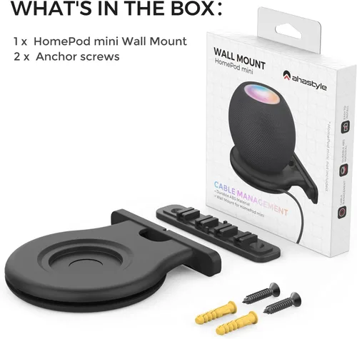 Vista 7 de AHASTYLE HomePod - Soporte de pared para mini soporte de ABS [Gestión de cables integrada] Soporte estable para HomePod Mini