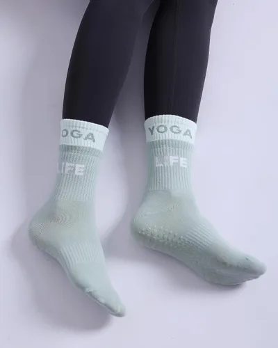 Vista 3 de Calcetines antideslizantes para mujer, calcetines de agarre de pilato, calcetines antideslizantes para yoga, calcetines de hospital, 6 pares
