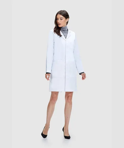 Vista 4 de Dr. James Cotton Lab Coat, 100% Cotton, Multiple Pockets, Classic Fit, 39 Inch Length, White