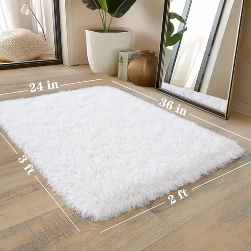 Vista 2 de Alfombras lanudas para dormitorio, sala de estar, dormitorio universitario, habitación de niños, decoración, alfombra suave y moderna