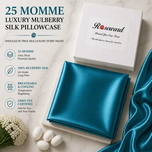 Vista 4 de Funda de almohada de seda 25 Momme para cabello y piel, 100% seda de morera, refrescante, suave, cierre de cremallera oculto, funda de almohada
