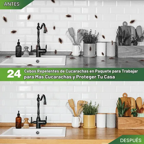 Vista 4 de 24 Pack de cebo de gel para cucarachas y asesino de cucarachas para interiores para el hogar, poderoso cebo repelente de cucarachas y trampa