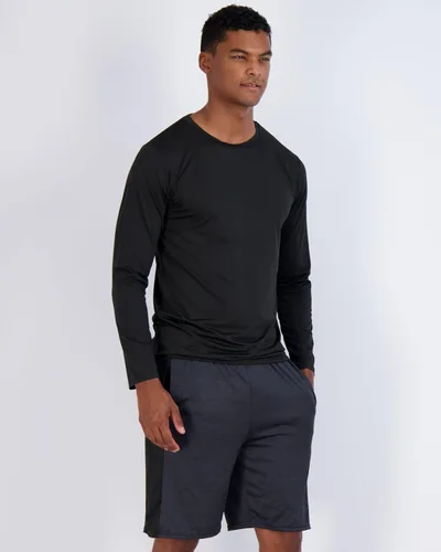 Vista 4 de Real Essentials - Paquete de 4 unidades camisa Dry-Fit de manga larga para hombre, disipa la humedad, con protección solar FPU 50+ contra rayos