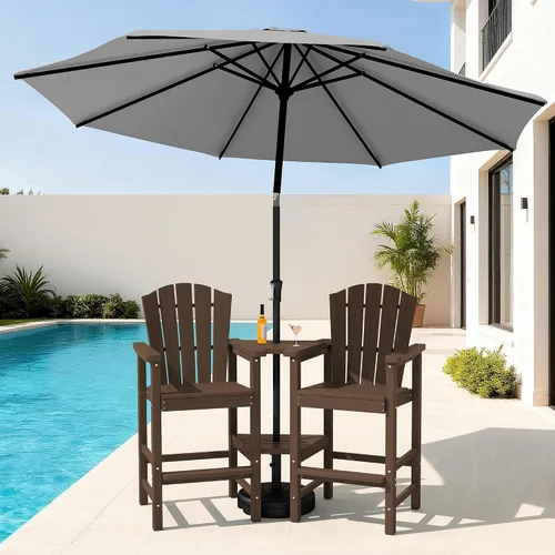 Vista 30 de KINGYES Aruba - Juego de 4 sillas Adirondack altas de HDPE con bandejas de conexión dobles, silla Adirondack de altura de barra en relieve para 2