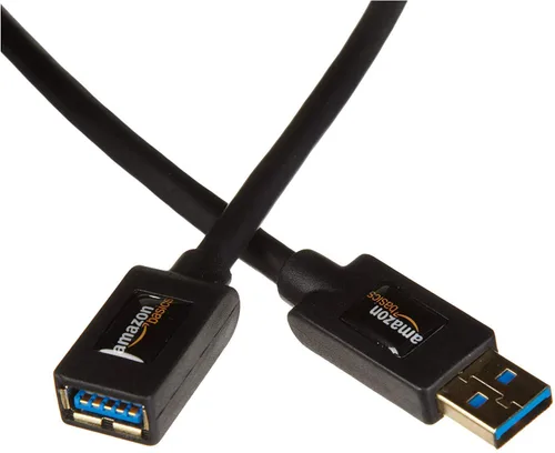 Vista 8 de Amazon Basics Cable de extensión USB-A 3.0, 4.8Gbps de alta velocidad, conectores chapados en oro macho a hembra, 3.3 pies, negro