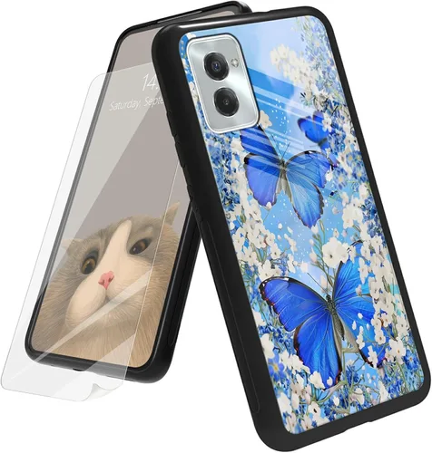 Vista 59 de Funda para Motorola Moto G Play 4G 2024 con protector de pantalla, parte trasera de vidrio templado + funda de silicona suave TPU absorción