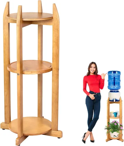 Vista 11 de Soporte dispensador de agua de madera maciza natural (32.8 pulgadas de alto-11.2 pulgadas de ancho) Soporte de suelo de cerámica para dispensador