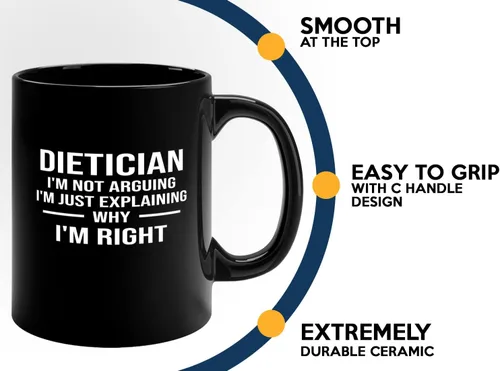 Vista 5 de Taza de café dietista de 11 onzas, color negro, dietista derecho, regalo dietista registrado, nutricionista, dietista, nutricionista clínico