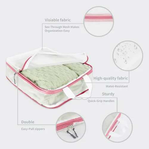 Vista 2 de BRAQ - Cubos de embalaje de compresión para viajes, juego de 7 bolsas organizadoras de viaje para equipaje, cubos de embalaje de compresión