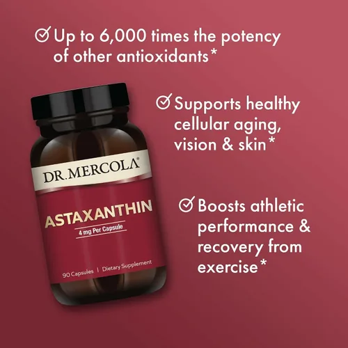 Vista 4 de Dr Mercola Astaxantina 4 mg, 90 porciones (90 cápsulas), sin OMG, sin soja, sin gluten